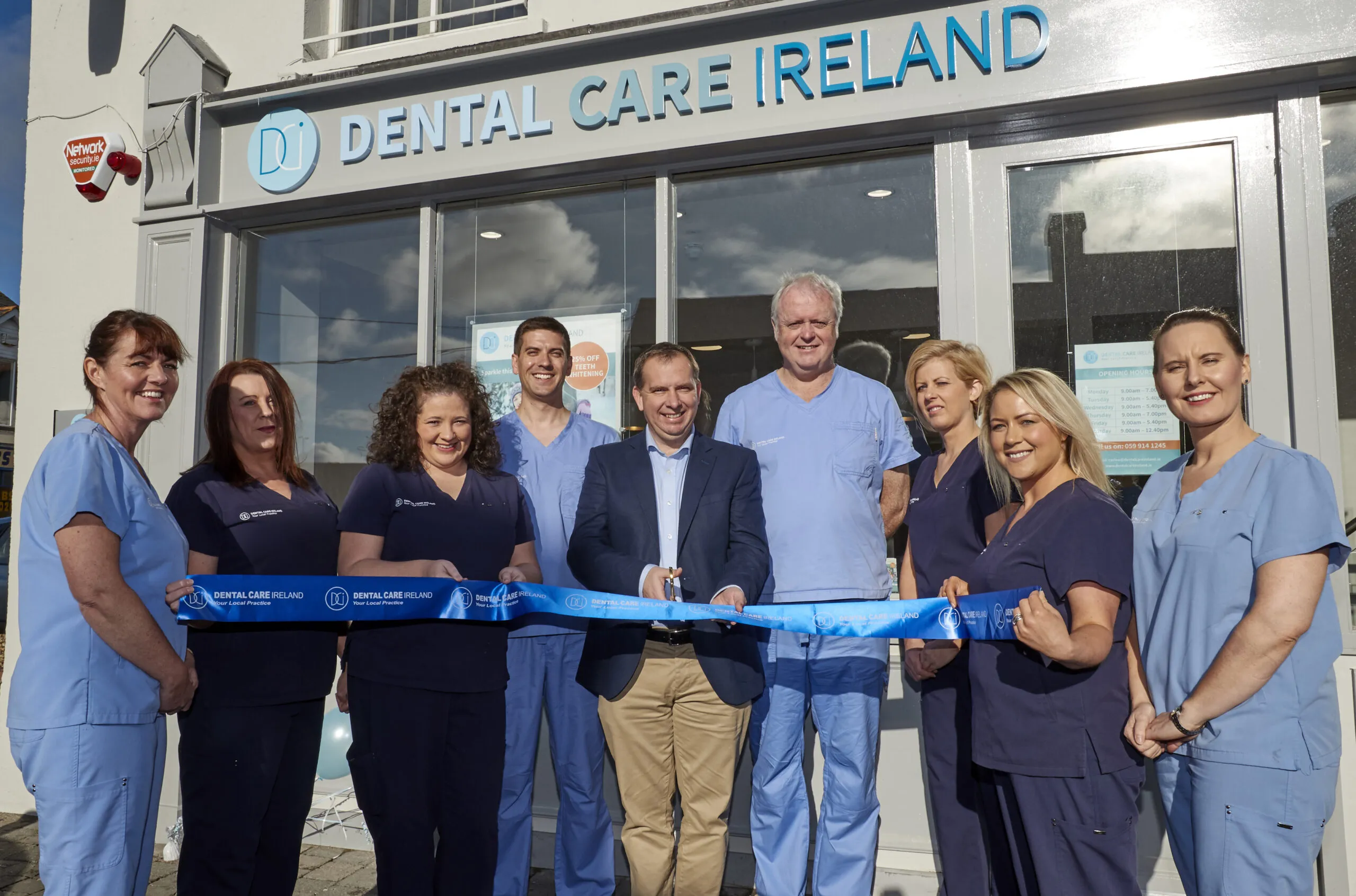 Colm Davitt (C.E.O. Dental Care Ireland) cuts the ribbon at the official opening of Dental Care Ireland’s newly refurbished practice in Carlow, formerly Gillman Dental Clinic
